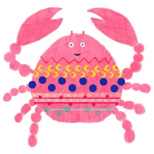 明るいピンク色をした可愛らしいイラストのカニ