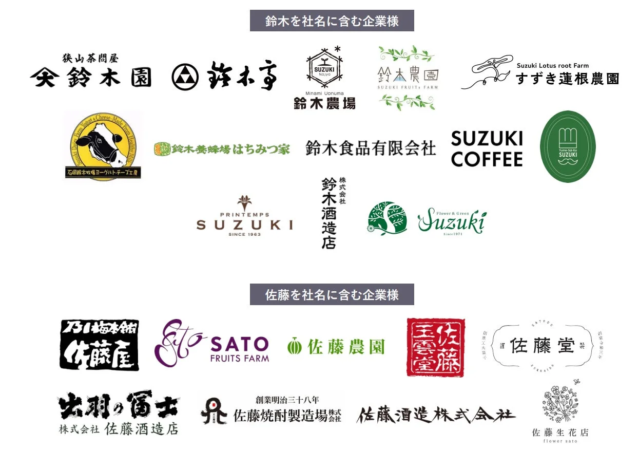 名字を社名に含む企業様（鈴木・佐藤）