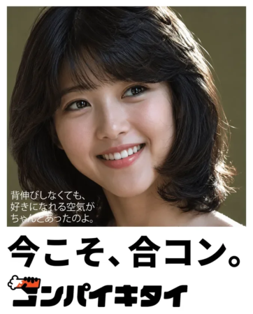 笑顔の女性と「背伸びしなくても、好きになれる空気がちゃんとあったのよ。」というメッセージ