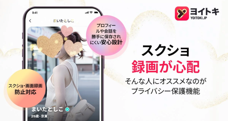 ヨイトキのプライバシー保護機能の広告