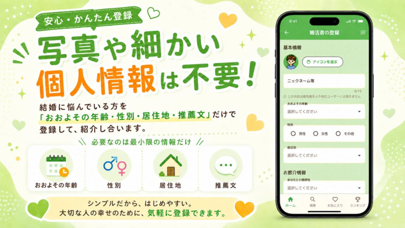 シンプルで分かりやすい登録画面のイメージ