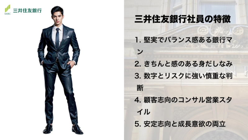 三井住友銀行の男性社員の特徴を示す画像