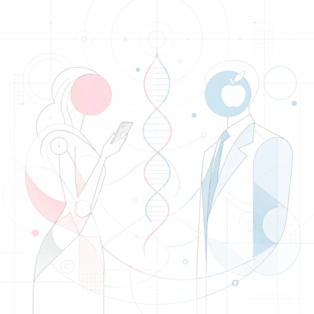 遺伝子の二重らせんによって繋がれた男女の抽象的なイラスト